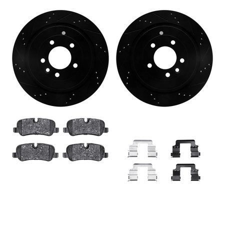 DYNAMIC FRICTION CO 8512-11015, Rotors-Drilled and Slotted-Black w/ 5000 Advanced Brake Pads incl. Hardware, Zinc Coated 8512-11015